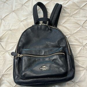 Coach Black Pebbled Leather Medium Charlie Backpack F30550